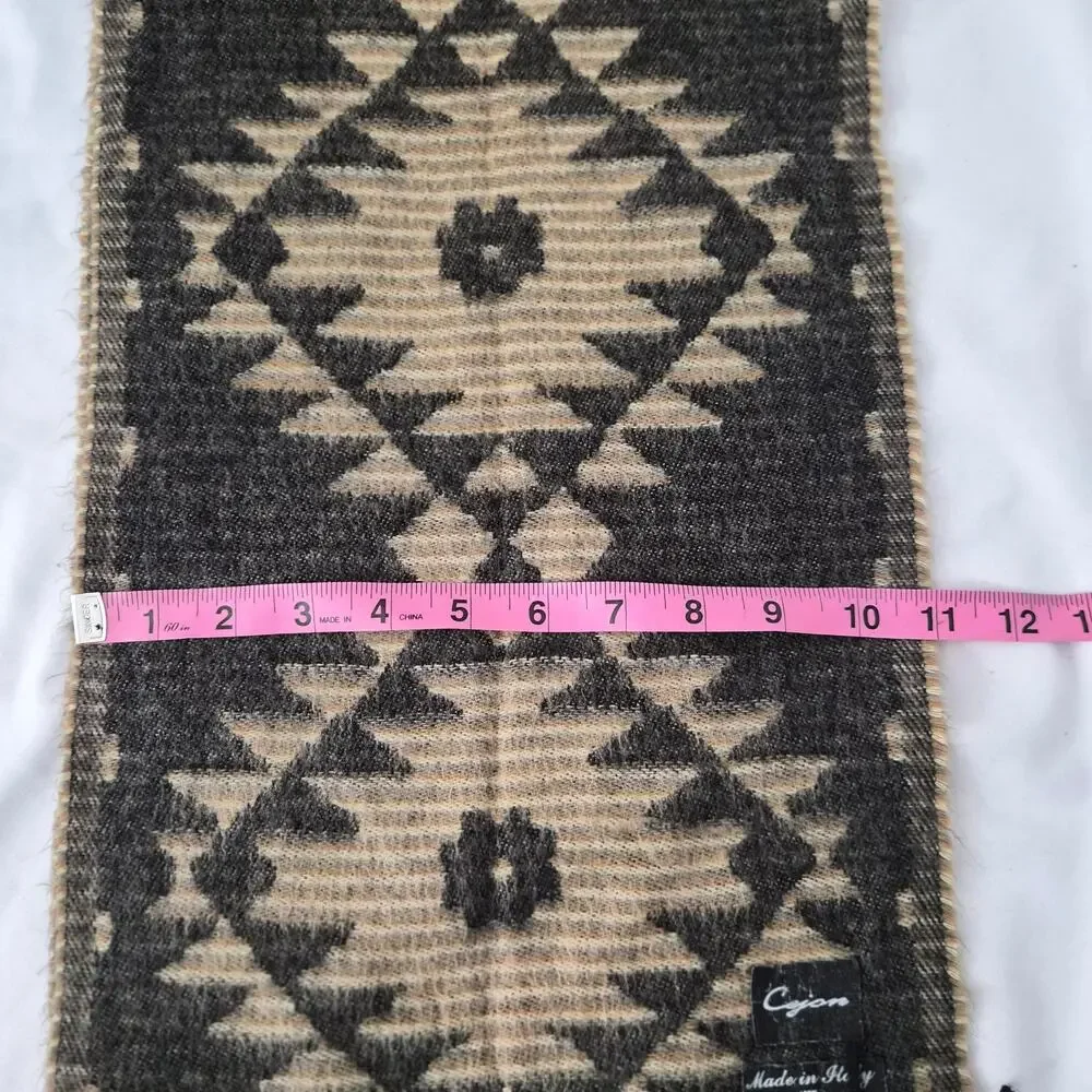 Cejon Made in Italy‎ Aztec Southwestern Fringe Scarf Whimsigoth Goblincore